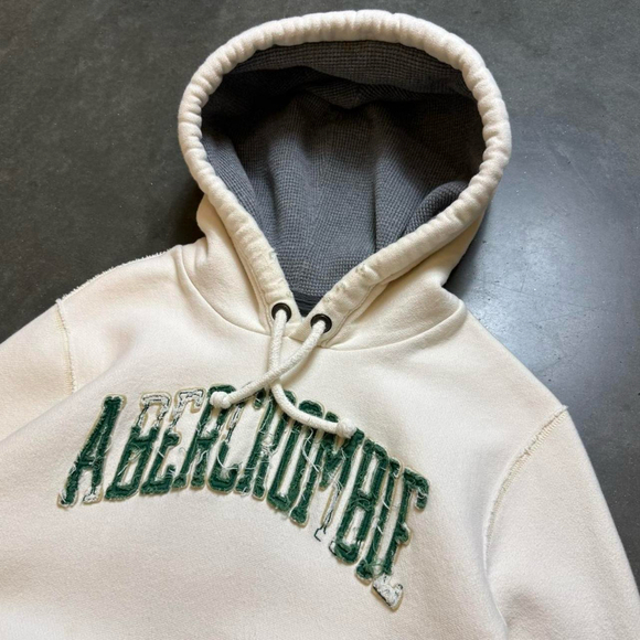 Vintage 2000s Abercrombie & Fitch Handcrafted Spellout Hoodie - Picture 2 of 7